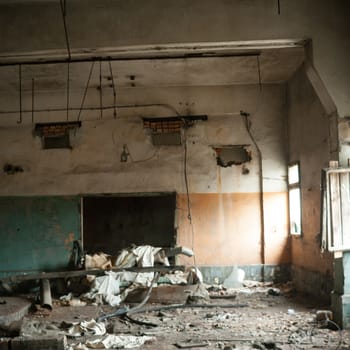 ruins of a very heavily polluted industrial factory, industrial series