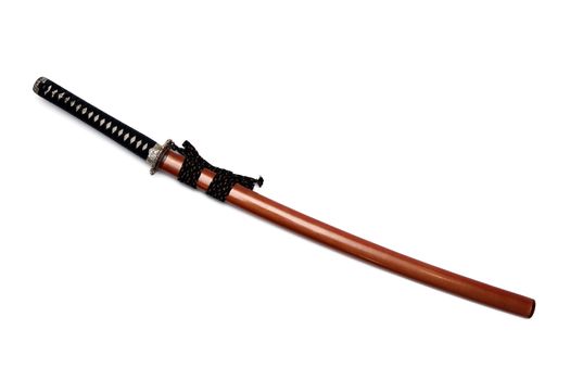Japanese sword and scabbard with white background