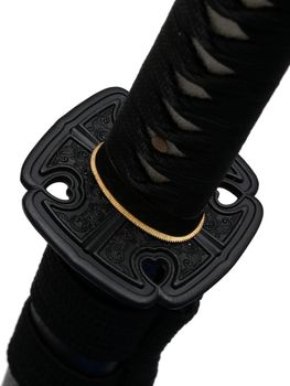 Tsuba : hand guard of Japanese sword with white background