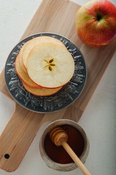 Honey and apples for Rosh Hashanah. Jewish Holidays