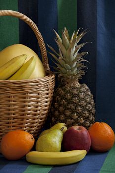 basket full fruit still-life  symbol of abundance and prosperity