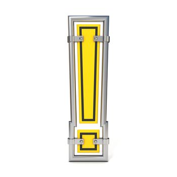 Framed traffic road sign EXCLAMATION MARK 3D render illustration isolated on white background