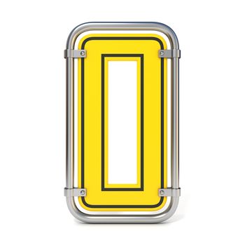 Framed traffic road sign FONT number 0 3D render illustration isolated on white background