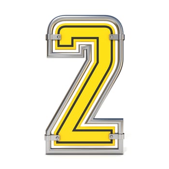 Framed traffic road sign FONT number 2 3D render illustration isolated on white background