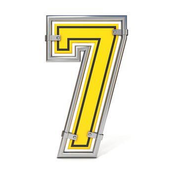 Framed traffic road sign FONT number 7 3D render illustration isolated on white background