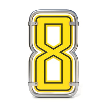 Framed traffic road sign FONT number 8 3D render illustration isolated on white background