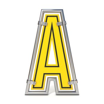 Framed traffic road sign FONT letter A 3D render illustration isolated on white background