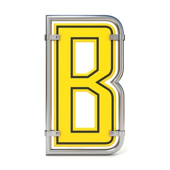 Framed traffic road sign FONT letter B 3D render illustration isolated on white background