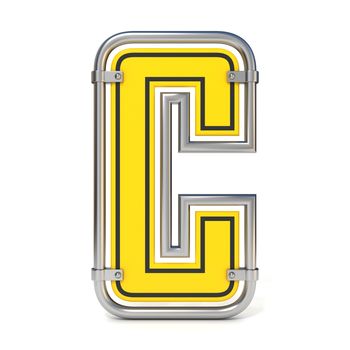 Framed traffic road sign FONT letter C 3D render illustration isolated on white background