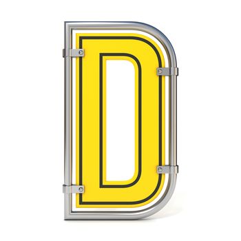 Framed traffic road sign FONT letter D 3D render illustration isolated on white background