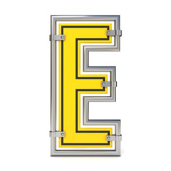 Framed traffic road sign FONT letter E 3D render illustration isolated on white background