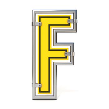 Framed traffic road sign FONT letter F 3D render illustration isolated on white background