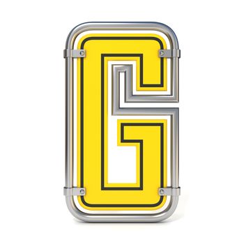 Framed traffic road sign FONT letter G 3D render illustration isolated on white background