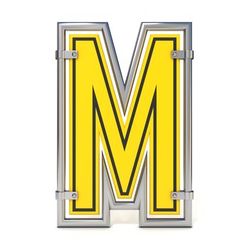 Framed traffic road sign FONT letter M 3D render illustration isolated on white background