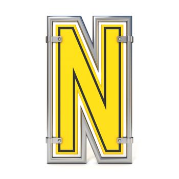Framed traffic road sign FONT letter N 3D render illustration isolated on white background