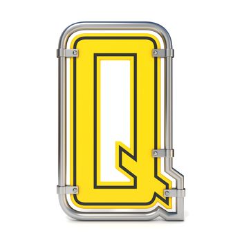 Framed traffic road sign FONT letter Q 3D render illustration isolated on white background