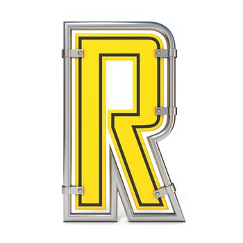 Framed traffic road sign FONT letter R 3D render illustration isolated on white background