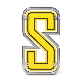 Framed traffic road sign FONT letter S 3D render illustration isolated on white background