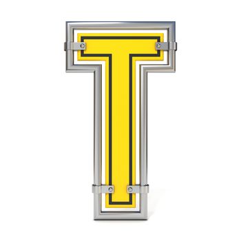 Framed traffic road sign FONT letter T 3D render illustration isolated on white background