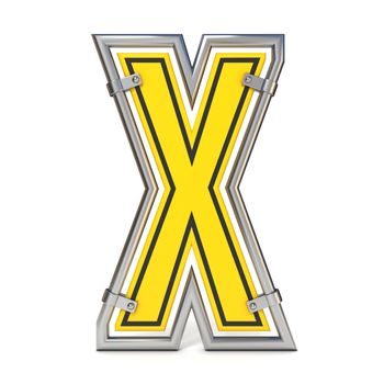 Framed traffic road sign FONT letter X 3D render illustration isolated on white background