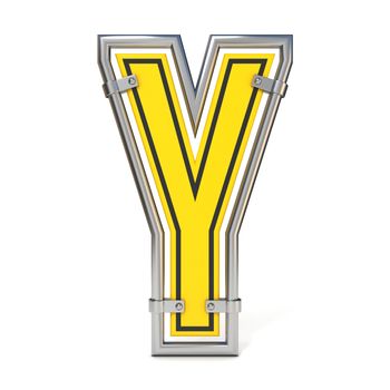 Framed traffic road sign FONT letter Y 3D render illustration isolated on white background