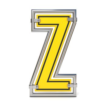 Framed traffic road sign FONT letter Z 3D render illustration isolated on white background