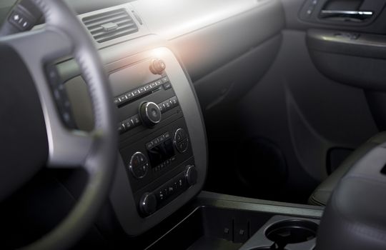 Clean Modern Car Interior. Car Wash and Vehicle Interior Cleaning and Detailing Photo Concept