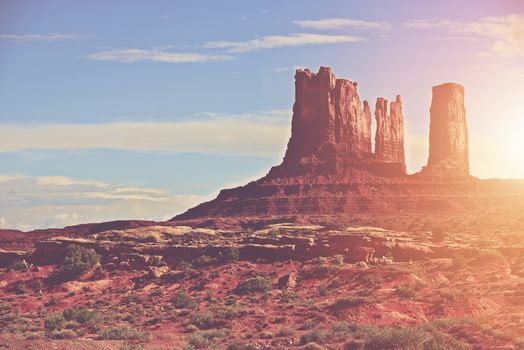 Sunny Arizona Landscape and Monuments Valley. United States of America. Arizona Desert Landscape