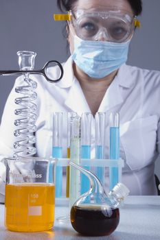 Adult lab assistant works in the laboratory