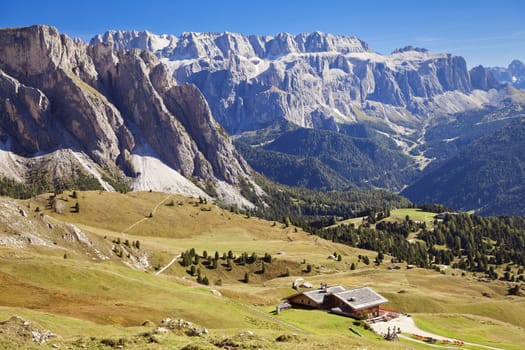 Mountain landscape on a sunny day, Dolomite Alps, Italy