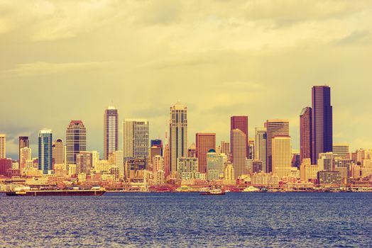 City of Seattle Waterfront. Washington State, United States. Seattle Daylight.