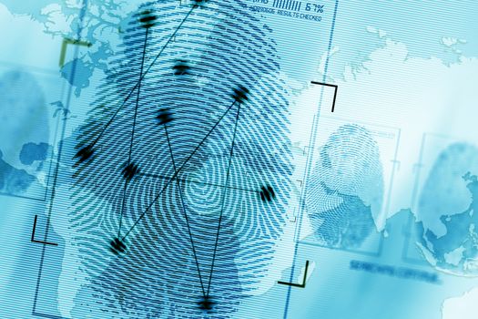 Global Privacy and Security Concept Illustration in Bluish Color Tones. Person Screening.