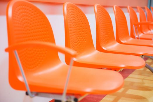 Hospital Waiting Room Chairs. Orange Chairs Row.
