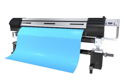 Modern Grand Format Printer 3D Rendered Illustration. Printer Isolated on White.