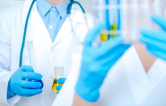 Pharmaceutical Lab Tests. Laboratory Technicians in the Testing Room.