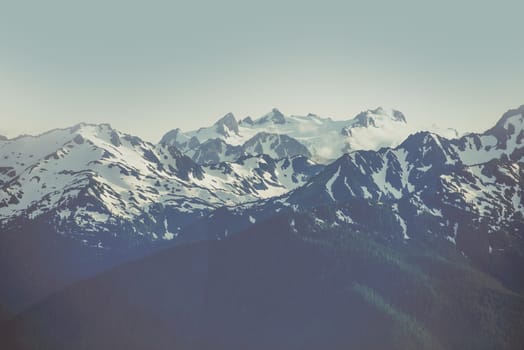 Olympic Mountains Range in Washington State. American Northwest Olympic Peninsula.