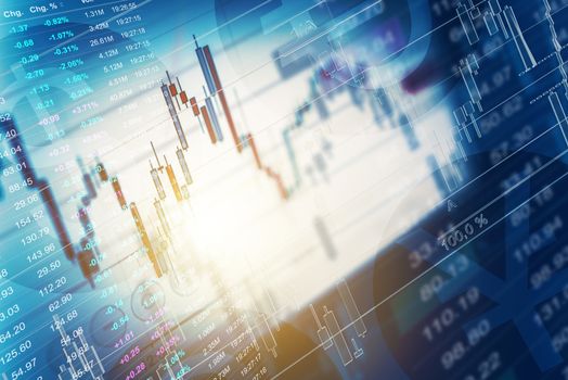 Global Money Trading Concept. Forex Marketplace Indexes and Stat Graphs. Business Theme.