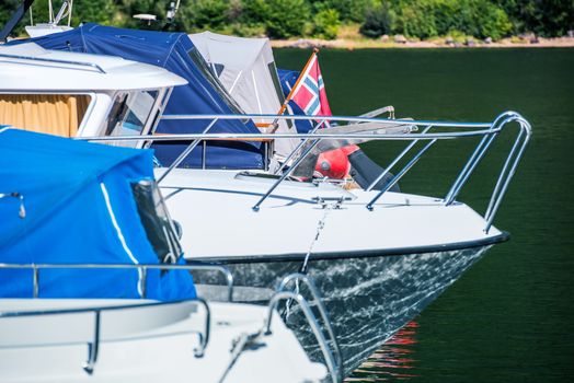 Norwegian Boats in the Marina. Small Norwegian Marina.