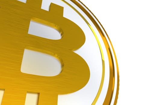 3D Bitcoin Symbol Illustration Isolated on White Background.