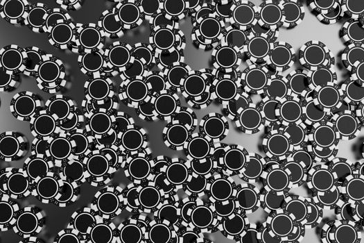 Black Casino Chips Background 3D Render Illustration. Casino Game Chips.