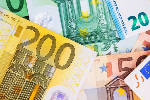 Euro Money Banknotes Photo Background. European Union Currency.