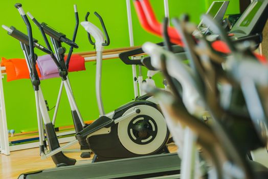 Huge Amount of Fitness Equipment in the Empty Fitness Center.