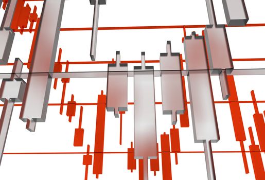 Glassy Forex Graphs 3D Concept Illustration. Forex Market Concept.