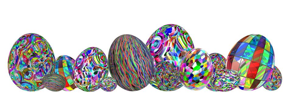 Colorful eggs for easter isolated in white background - 3D render