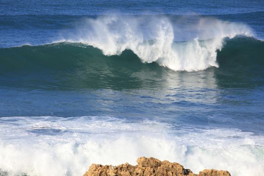 Sea surf great wave break on coastline
