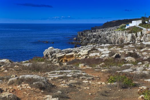 Rocky Coast Extending into the Sea