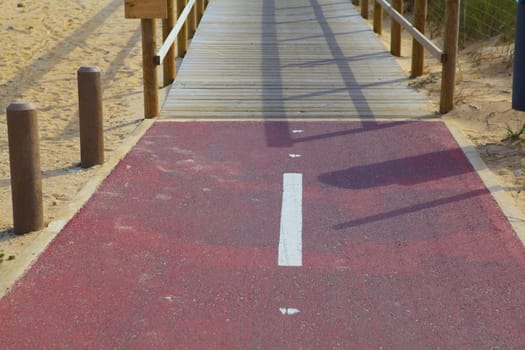 Red bicycle path