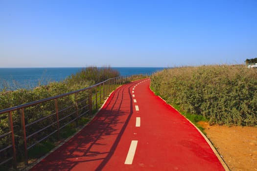 Red bicycle path