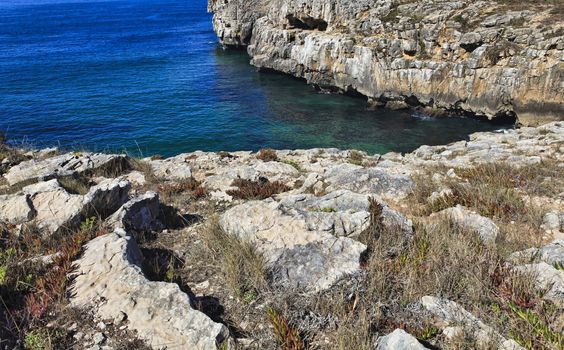 Rocky Coast Extending into the Sea