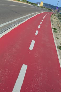 Red bicycle path